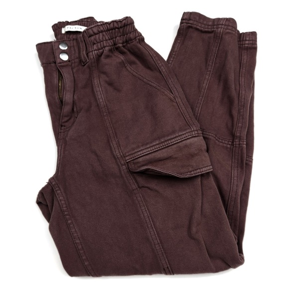 PacSun Cargo Canvas Tapered Pants Sz S Elastic Waist Pockets Brown Casual - Picture 4 of 10